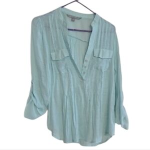 Valerie Stevens Light Blue Button Down Shirt Pastel Lightwright Sheer Spring